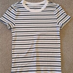 American Eagle Outfitters Navy and White Striped Tee